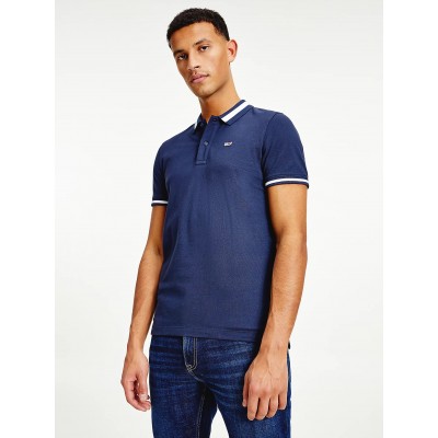 TOMMY JEANS TIPPED STRECH POLO NAVY