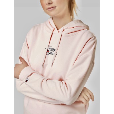TOMMY JEANS ESSENTIAL LOGO HOODIE FAINT PINK