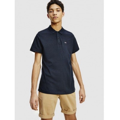 TOMMY JEANS ESSENTIAL JERSEY POLO BLACK